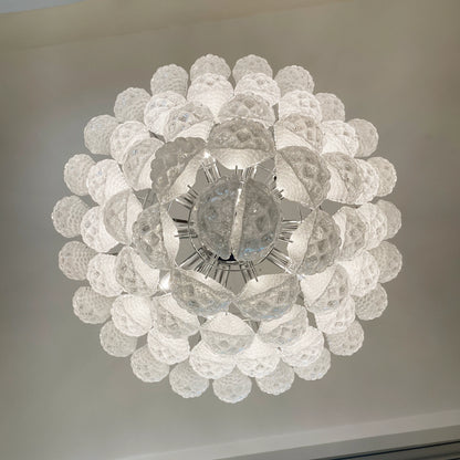 Vintage Transparent Murano Glass Petals Drop Chandelier