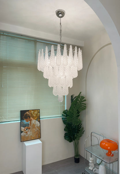 Vintage Transparent Murano Glass Petals Drop Chandelier