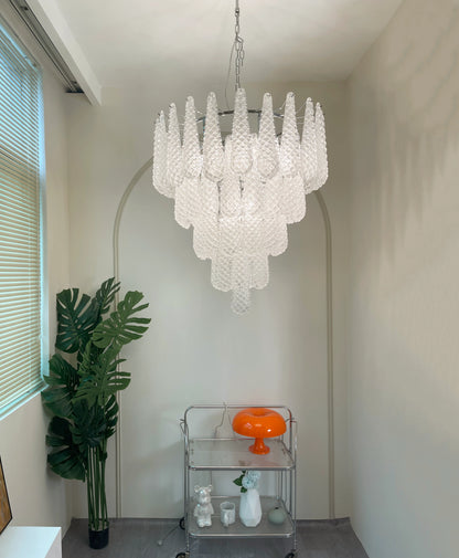 Vintage Transparent Murano Glass Petals Drop Chandelier - Nuvé