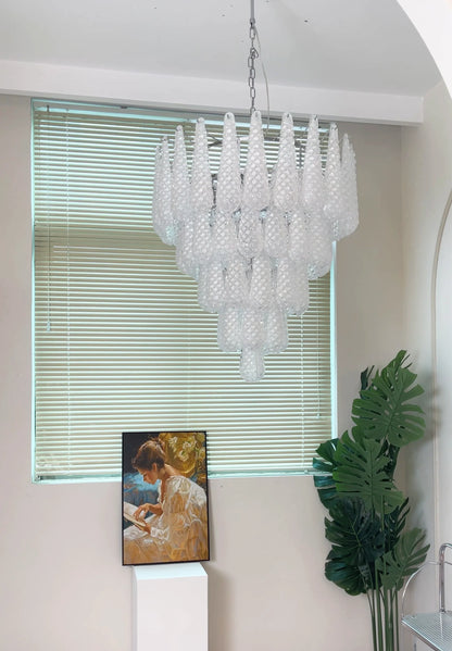 Vintage Transparent Murano Glass Petals Drop Chandelier - Nuvé