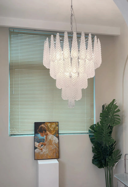 Vintage Transparent Murano Glass Petals Drop Chandelier - Nuvé