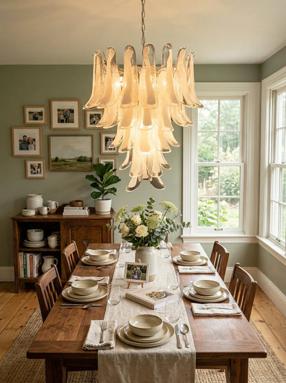 Vintage Transparent Murano Petals Chandelier
