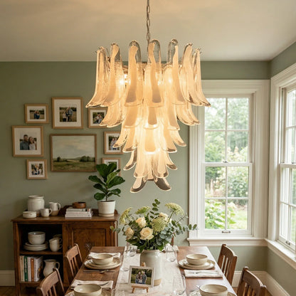 Vintage Transparent Murano Petals Chandelier