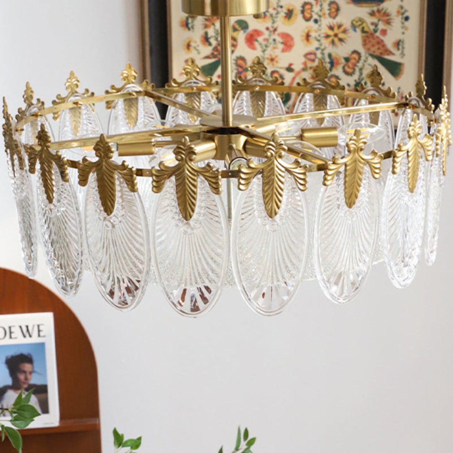 Vintage Glass Leaf Round Chandelier - Nuvé