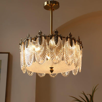 Vintage Glass Leaf Round Chandelier - Nuvé