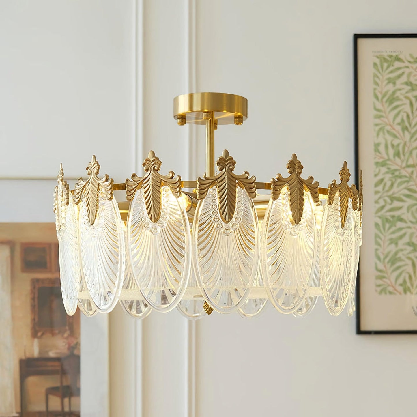 Vintage Glass Leaf Round Chandelier - Nuvé