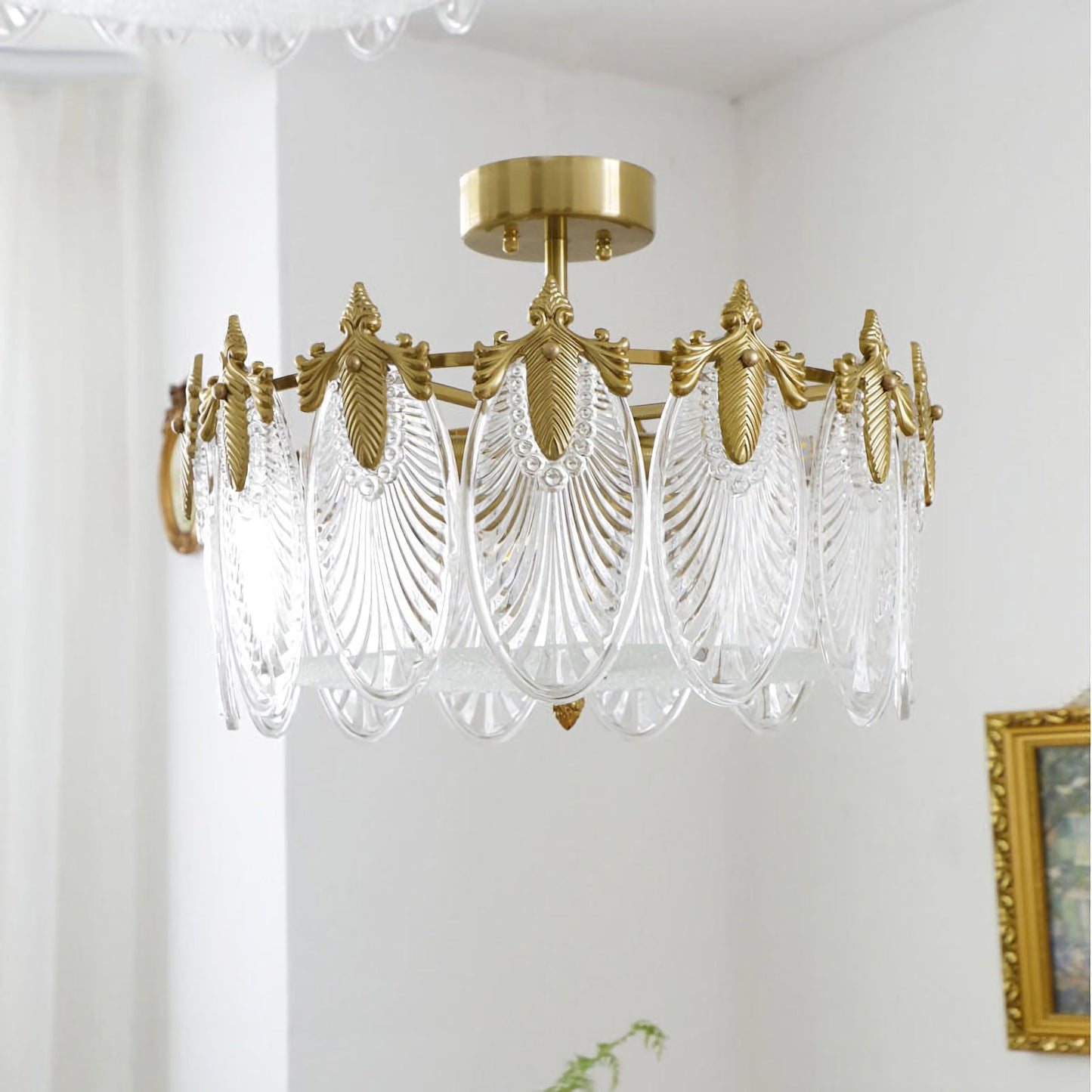 Vintage Glass Leaf Round Chandelier - Nuvé