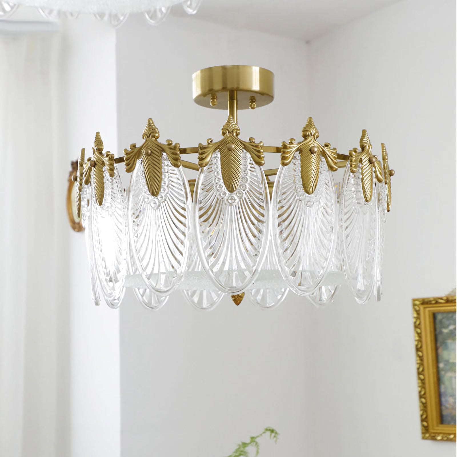 Vintage Glass Leaf Round Chandelier - Nuvé