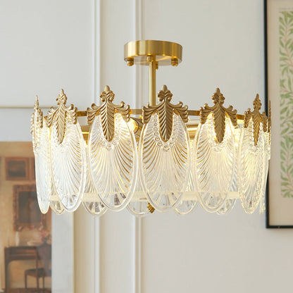 Vintage Glass Leaf Round Chandelier - Nuvé