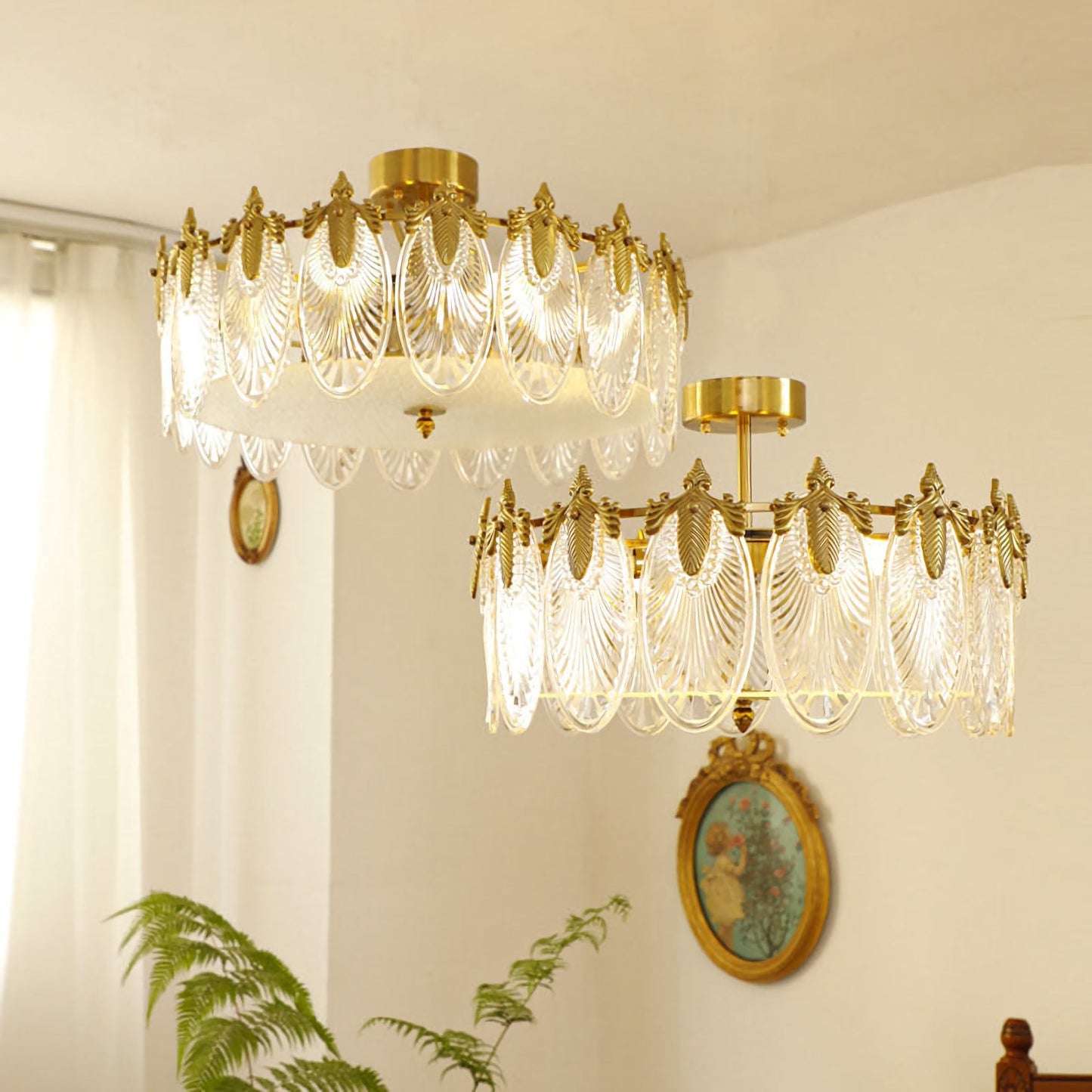 Vintage Glass Leaf Round Chandelier - Nuvé