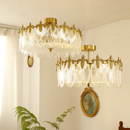 Vintage Glass Leaf Round Chandelier - Nuvé
