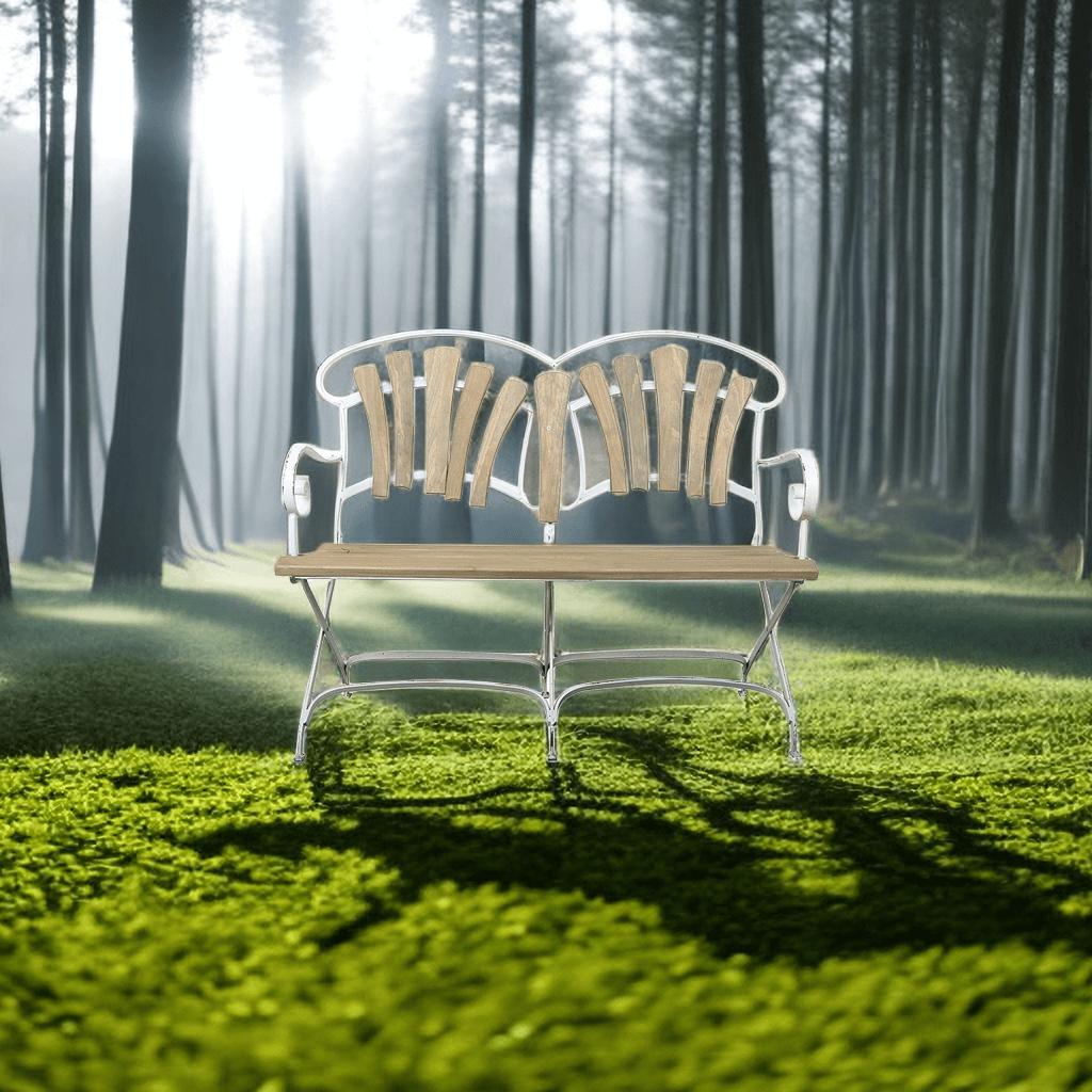 Vintage Rustic Wooden Garden Bench with Metal Frame - Nuvé