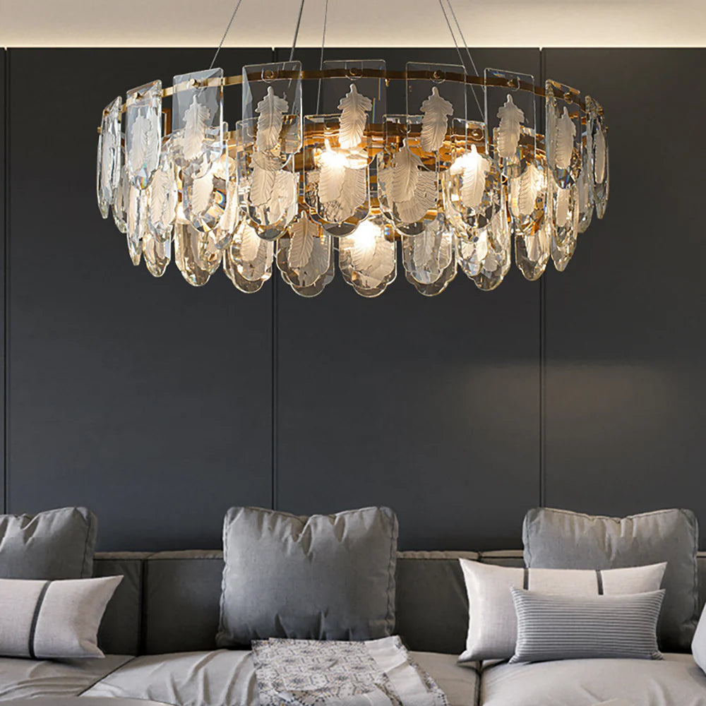 Vivi Grey Crystal Feather Chandelier - Nuvé