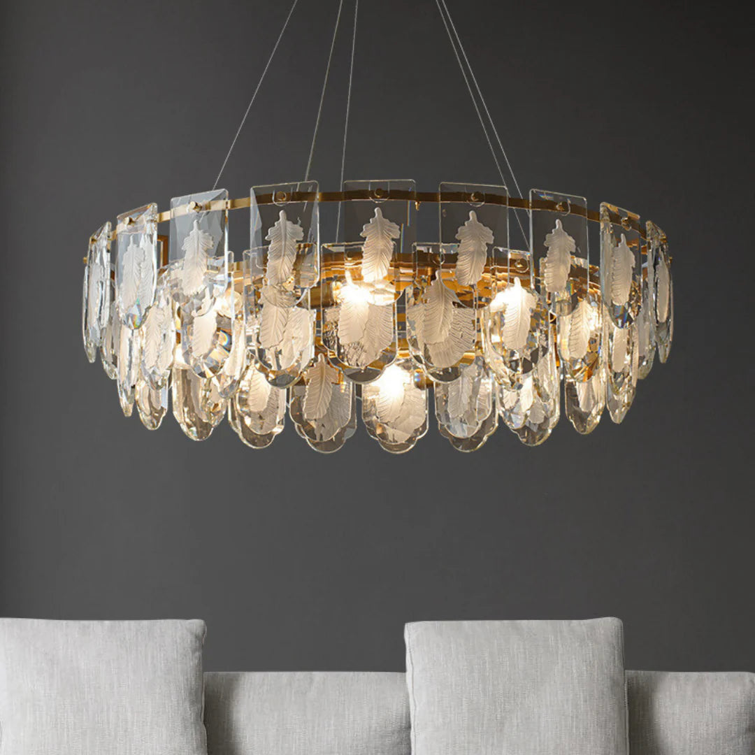 Vivi Grey Crystal Feather Chandelier - Nuvé