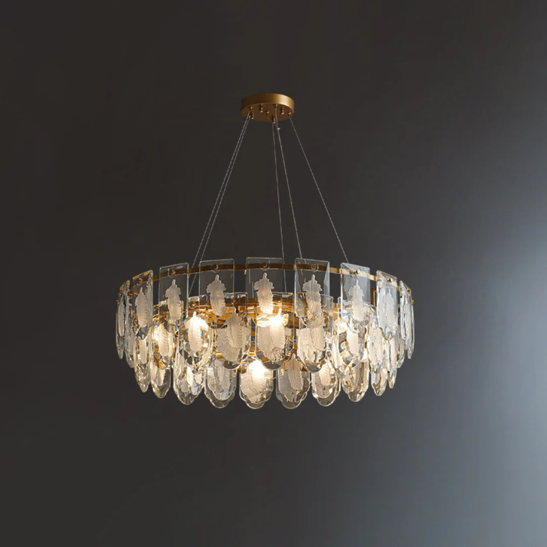 Vivi Grey Crystal Feather Chandelier - Nuvé