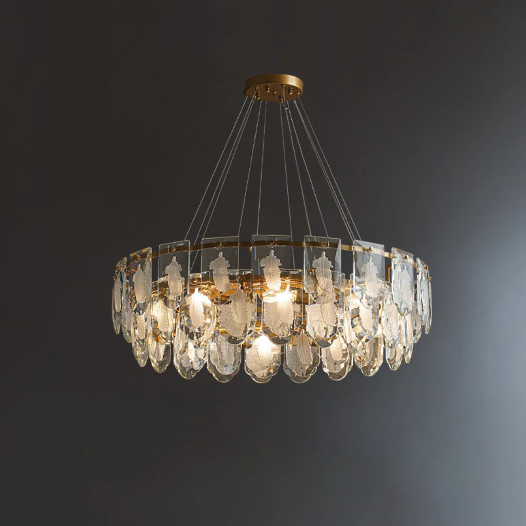 Vivi Grey Crystal Feather Chandelier - Nuvé
