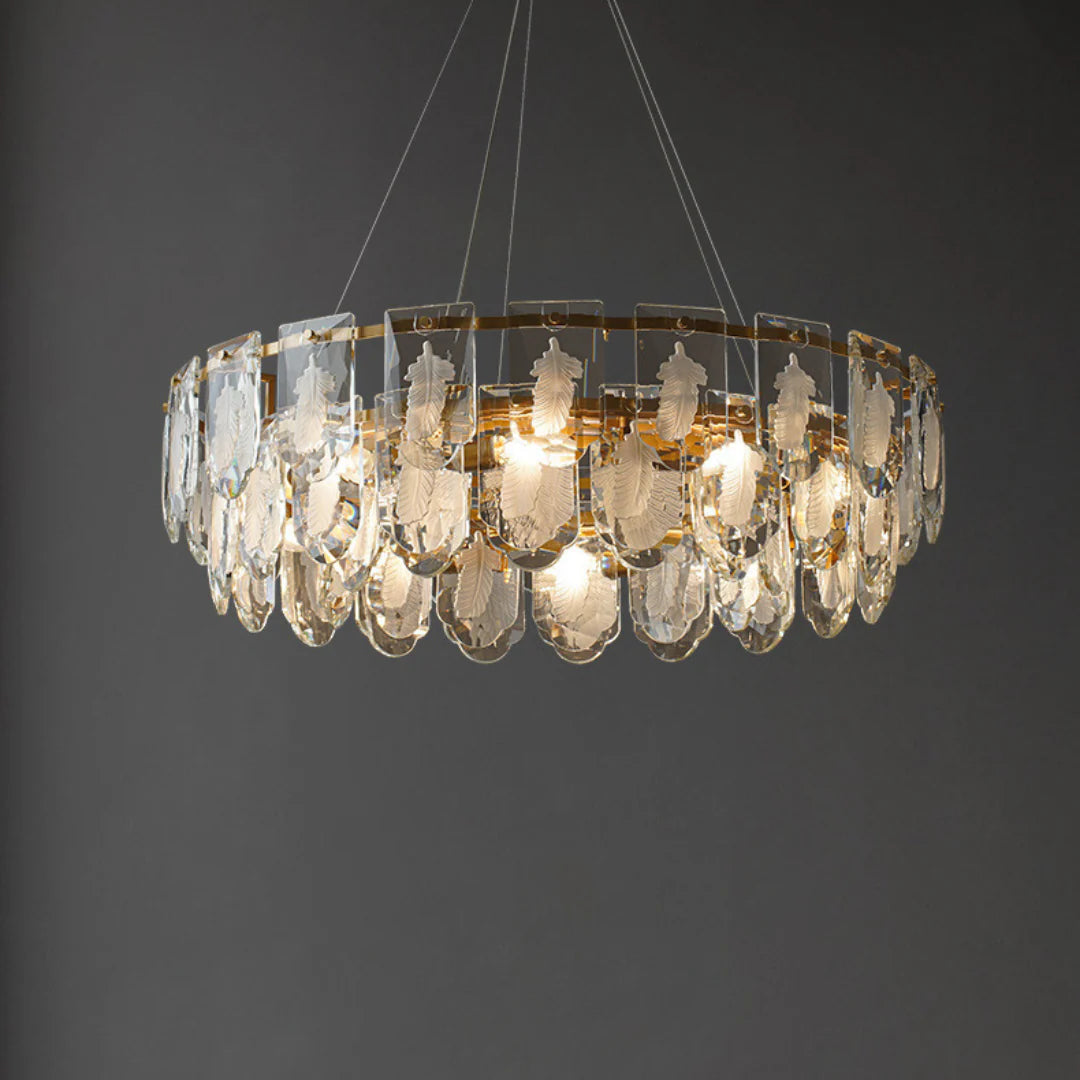Vivi Grey Crystal Feather Chandelier - Nuvé
