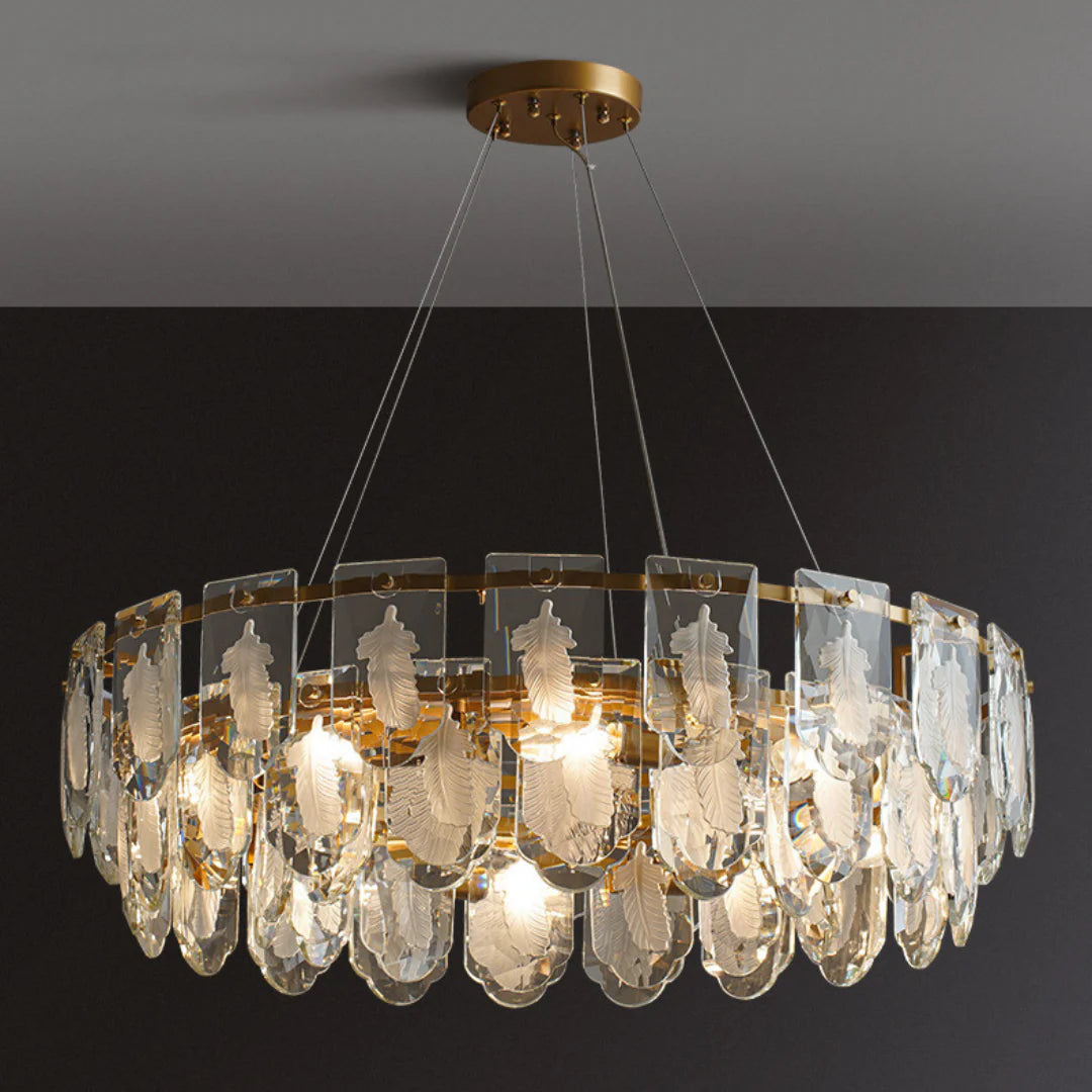 Vivi Grey Crystal Feather Chandelier - Nuvé