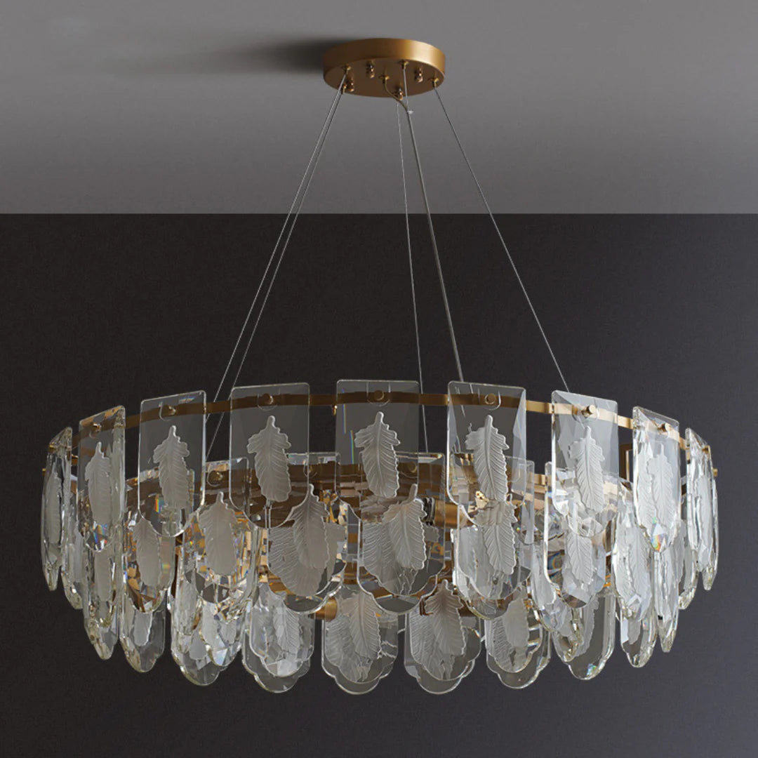 Vivi Grey Crystal Feather Chandelier - Nuvé