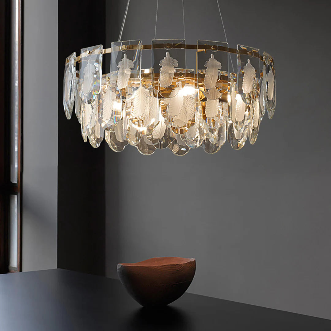 Vivi Grey Crystal Feather Chandelier - Nuvé