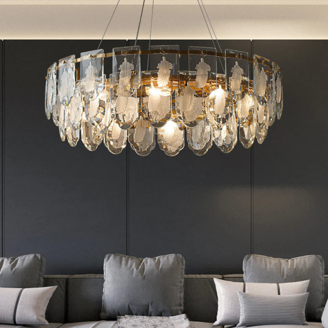 Vivi Grey Crystal Feather Chandelier - Nuvé