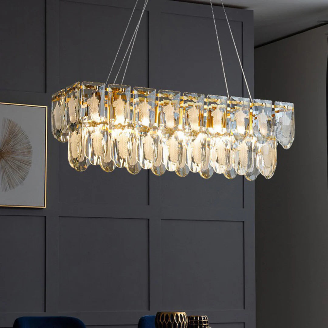 Vivi Grey Crystal Feather Chandelier - Nuvé