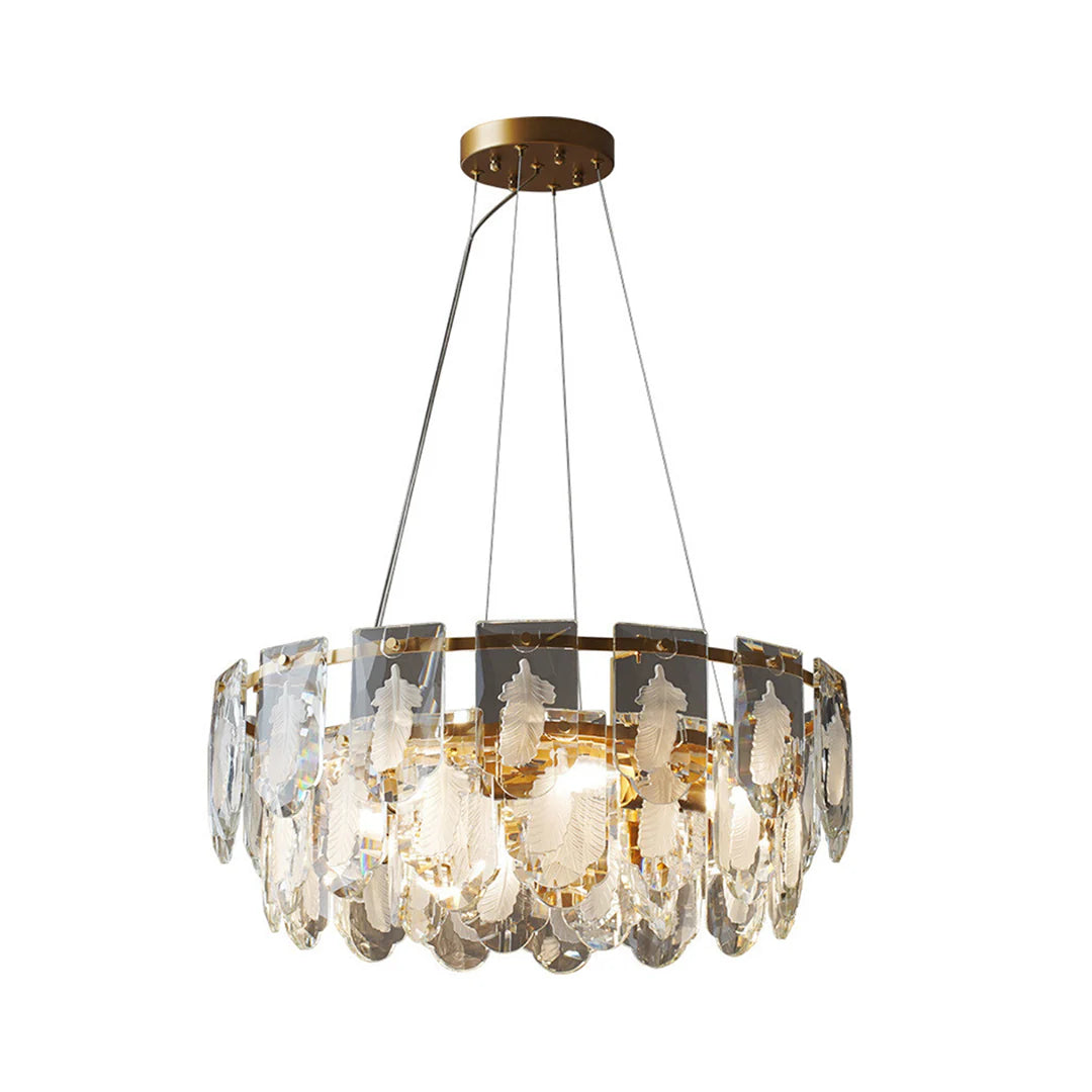 Vivi Grey Crystal Feather Chandelier - Nuvé