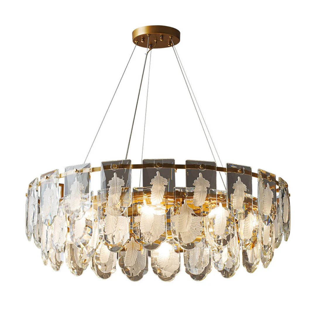Vivi Grey Crystal Feather Chandelier - Nuvé