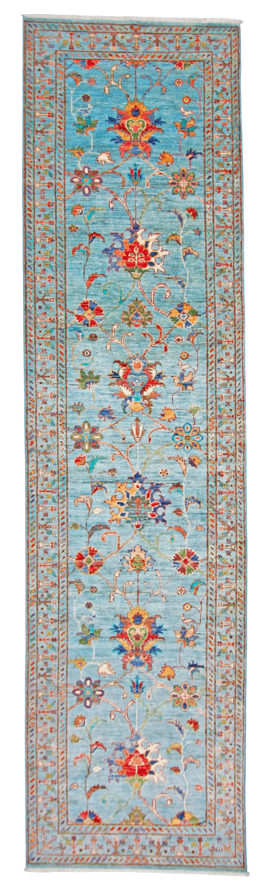 Aryana veg.dye 2'06"x10'04" ltblu - Nuvé