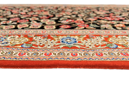 Persian Qom w. silk Tree of Life (4'05"x6'06") black/red - Nuvé