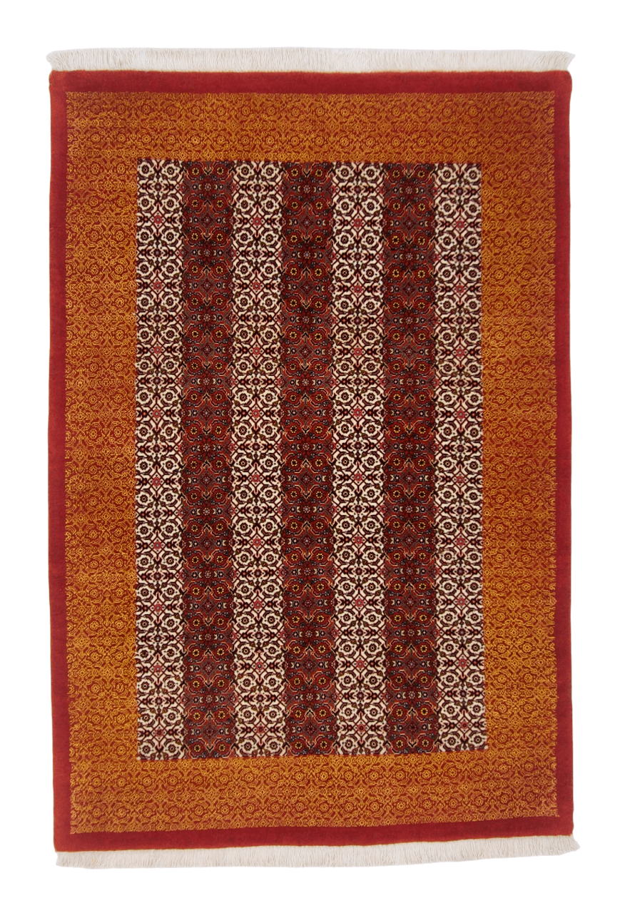 Persian Bijar Striped Herati Design (3'05"x5'01") rust/red/ivory - Nuvé