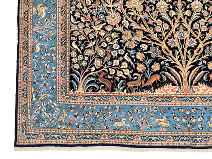 Semi-Antique Persian Qom-Tree of life (8'00" x 11'04") navy/lt.blue - Nuvé