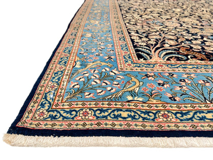 Semi-Antique Persian Qom-Tree of life (8'00" x 11'04") navy/lt.blue - Nuvé