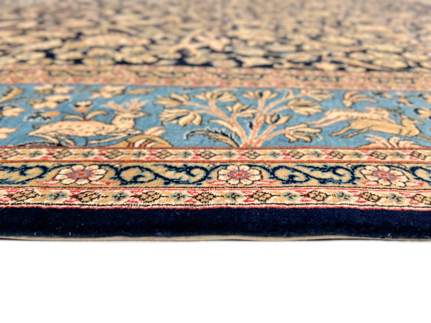 Semi-Antique Persian Qom-Tree of life (8'00" x 11'04") navy/lt.blue - Nuvé