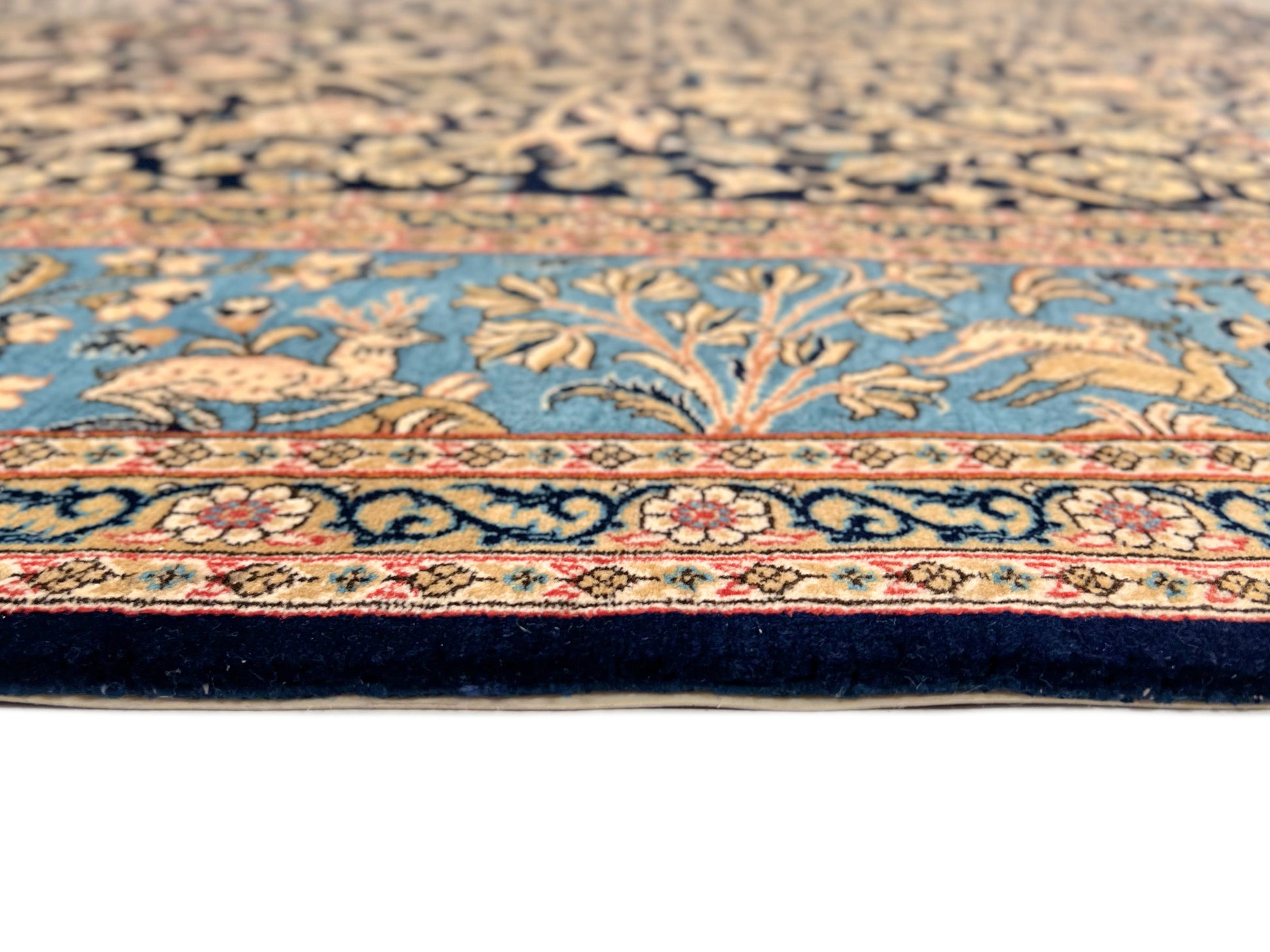 Semi-Antique Persian Qom-Tree of life (8'00" x 11'04") navy/lt.blue - Nuvé