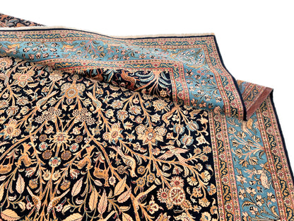 Semi-Antique Persian Qom-Tree of life (8'00" x 11'04") navy/lt.blue - Nuvé