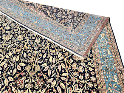 Semi-Antique Persian Qom-Tree of life (8'00" x 11'04") navy/lt.blue - Nuvé