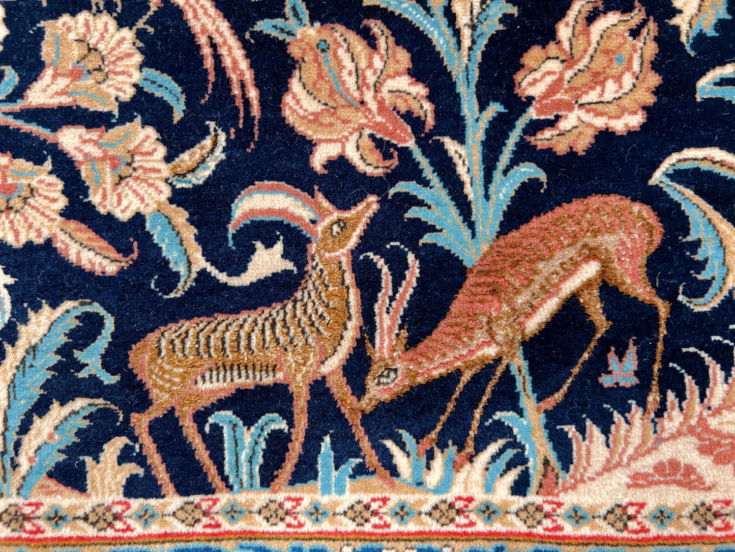 Semi-Antique Persian Qom-Tree of life (8'00" x 11'04") navy/lt.blue - Nuvé