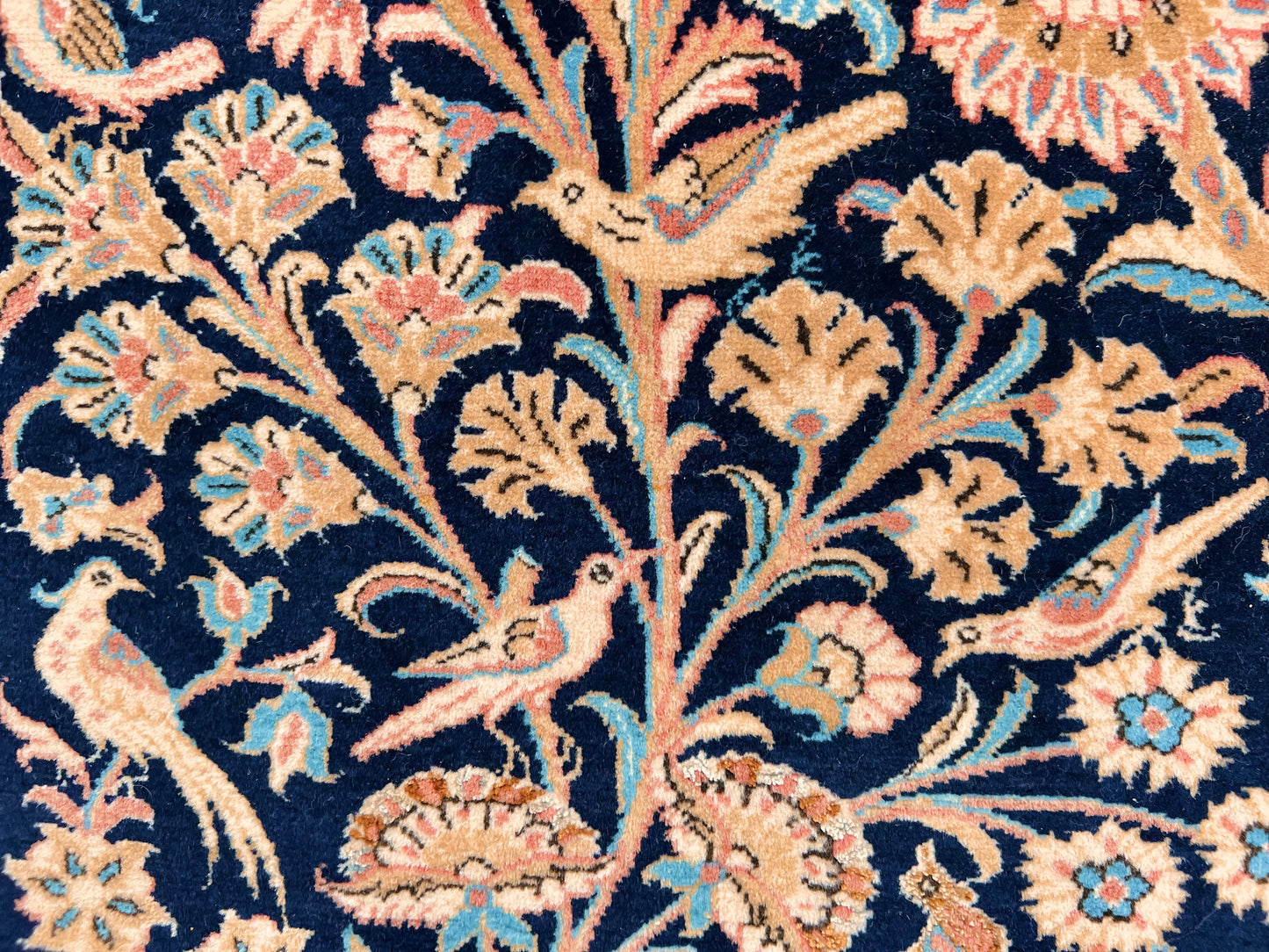 Semi-Antique Persian Qom-Tree of life (8'00" x 11'04") navy/lt.blue - Nuvé