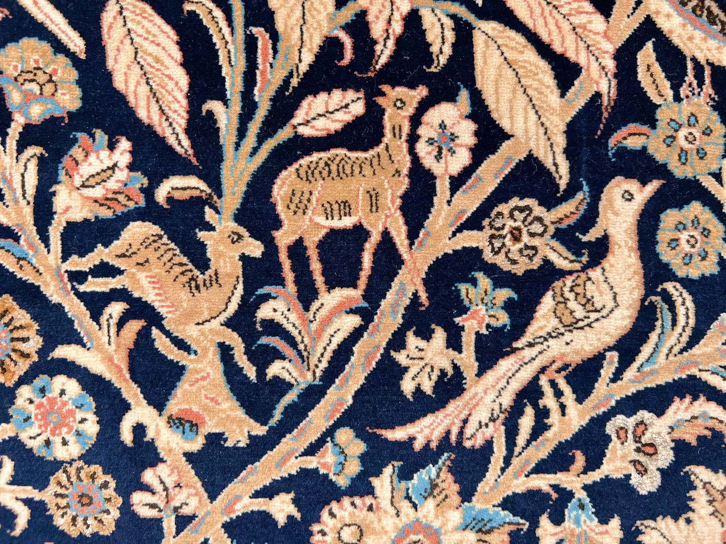 Semi-Antique Persian Qom-Tree of life (8'00" x 11'04") navy/lt.blue - Nuvé