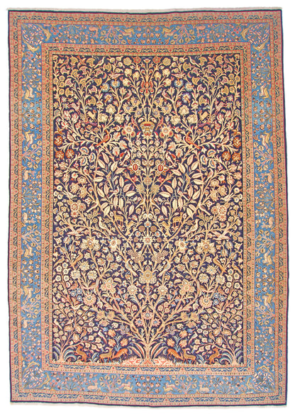 Semi-Antique Persian Qom-Tree of life (8'00" x 11'04") navy/lt.blue - Nuvé
