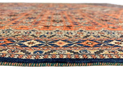 (6'09"x10'00") peach/indigo