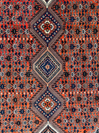 (6'09"x10'00") peach/indigo