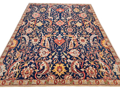 Afghan-made Bird of Paradise (9'03"x12'00") indigo