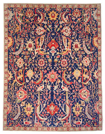 Afghan-made Bird of Paradise (9'03"x12'00") indigo - Nuvé