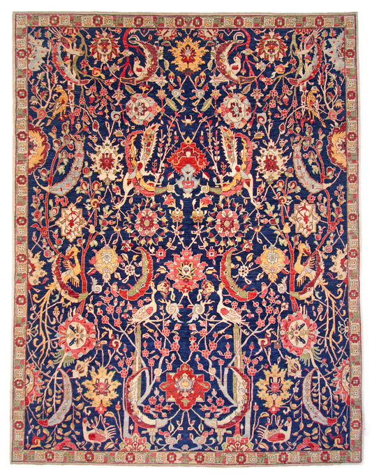 Afghan-made Bird of Paradise (9'03"x12'00") indigo - Nuvé
