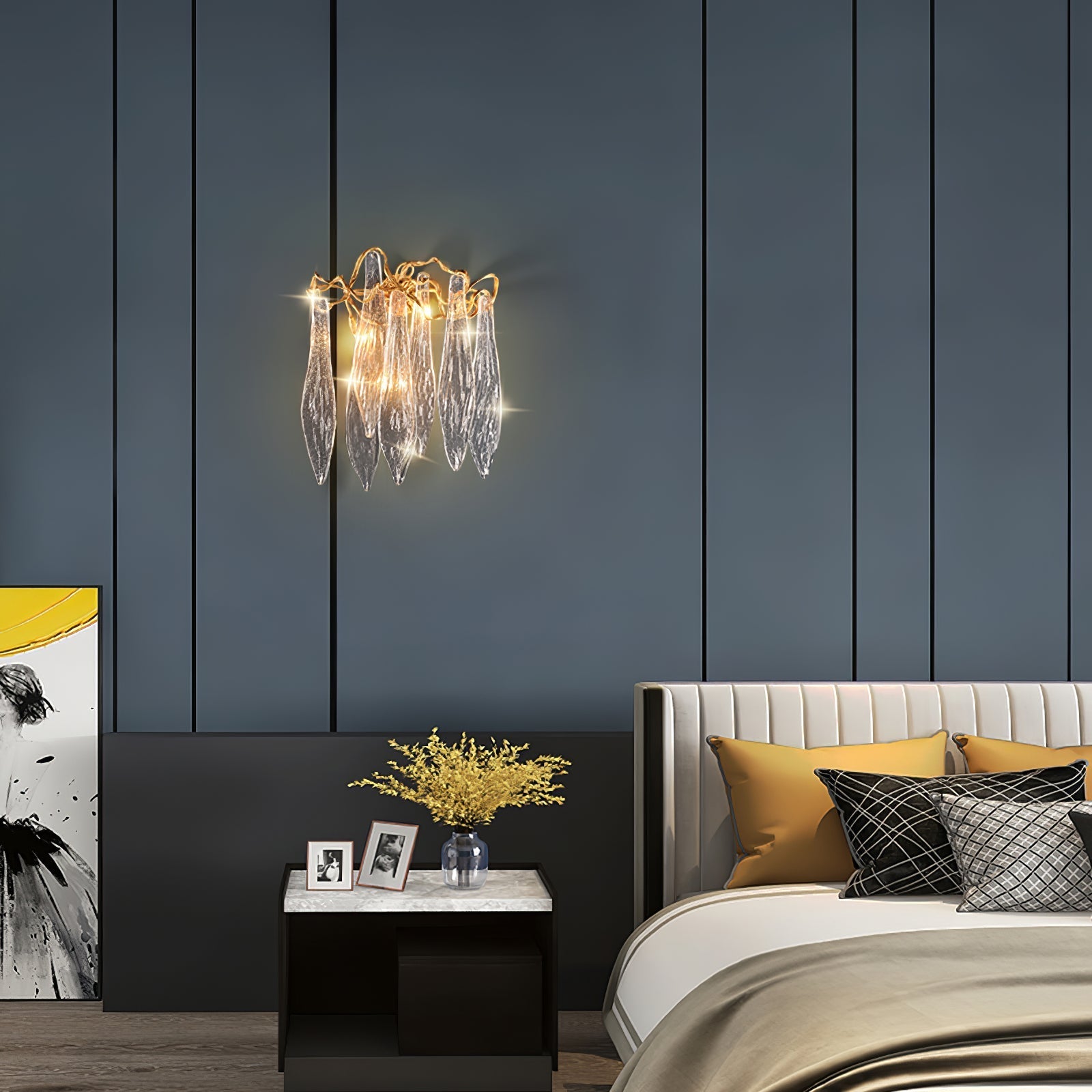 Brass Waterfall Crystal Wall Lamp - Nuvé
