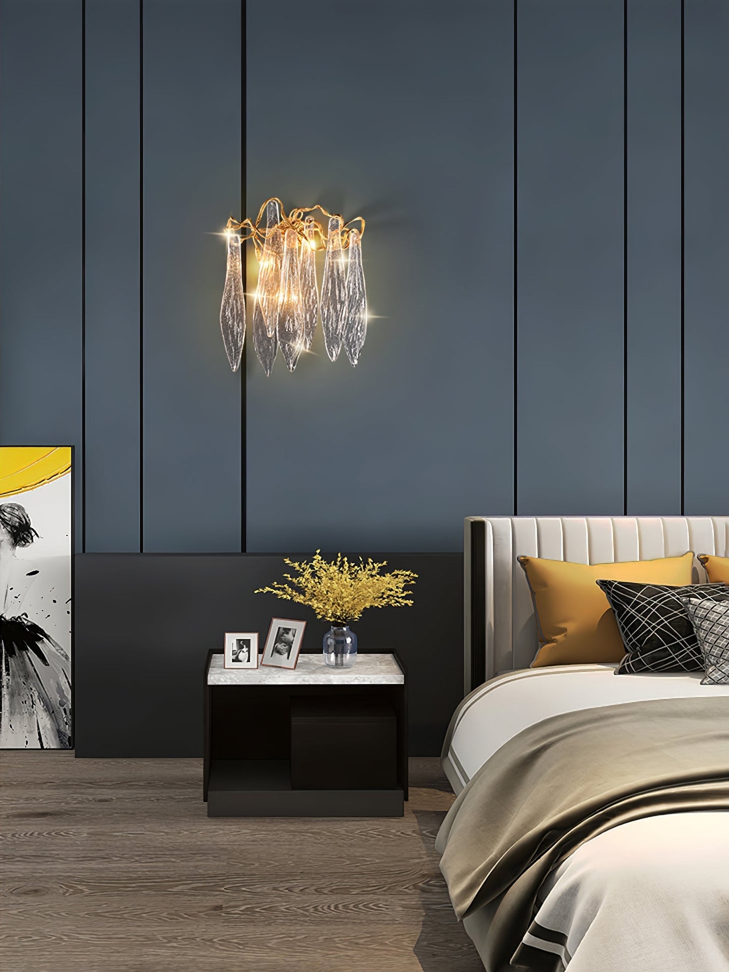 Brass Waterfall Crystal Wall Lamp - Nuvé