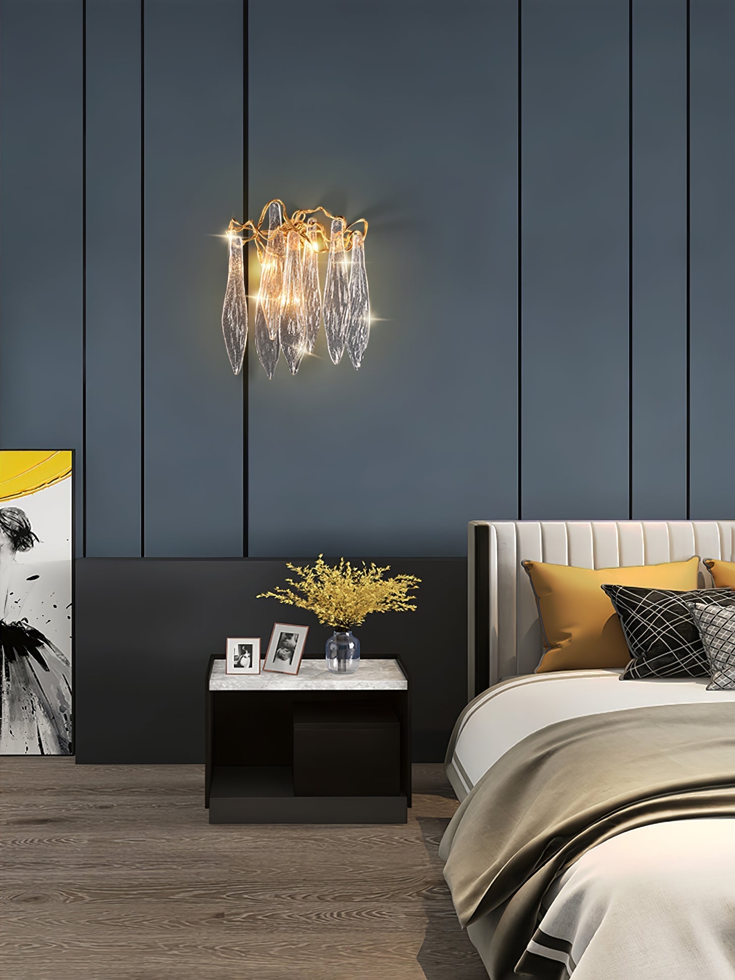 Brass Waterfall Crystal Wall Lamp - Nuvé