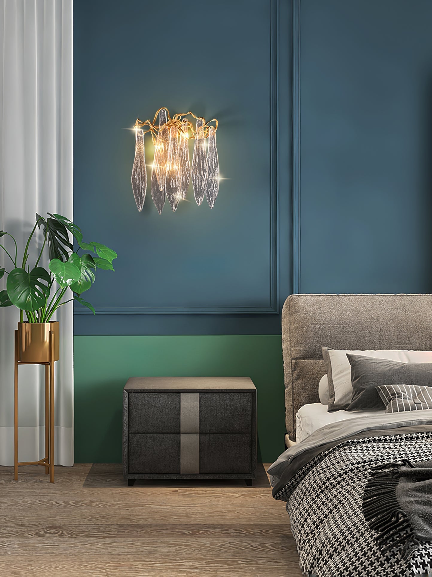 Brass Waterfall Crystal Wall Lamp - Nuvé
